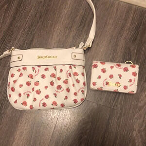 Juicy Couture White Ditsy Rose Purse W/ Matching Wallet